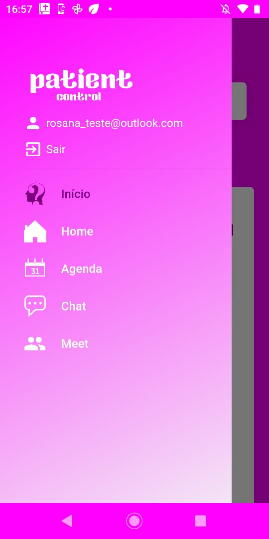 imagem do menu do app profissional