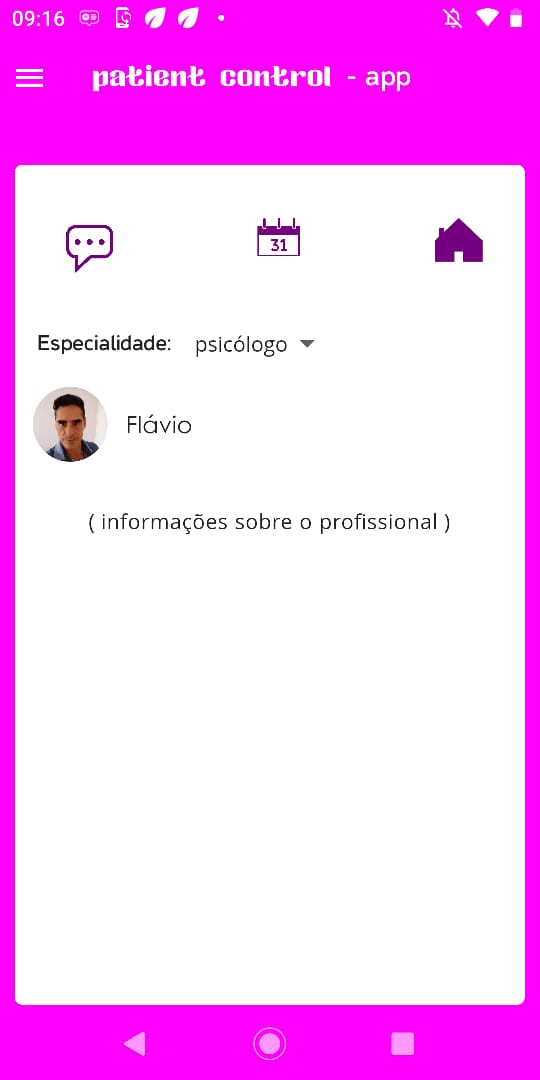 imagem do menu do app profissional