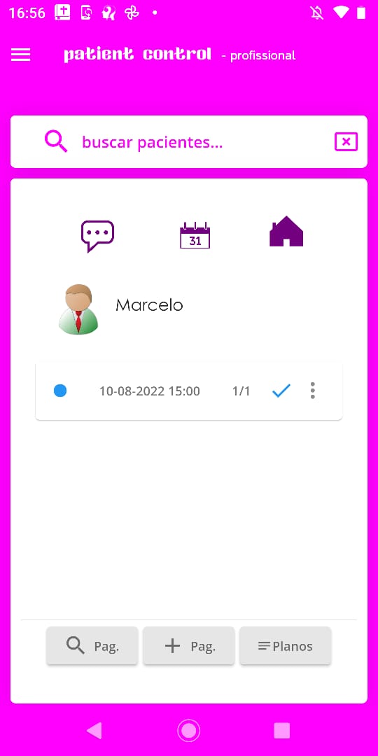 imagem da tela de agenda do app